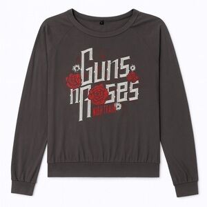 Guns N Roses Nightrain Graphic Rock Band Tee Gray Long Sleeve Womens Large Music